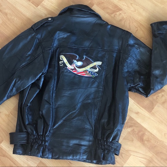 Black Leather Motorcycle Jacket - Picture 4 of 8